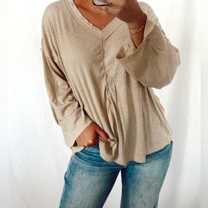 NWOT POL Casual Saturday Oatmeal Top